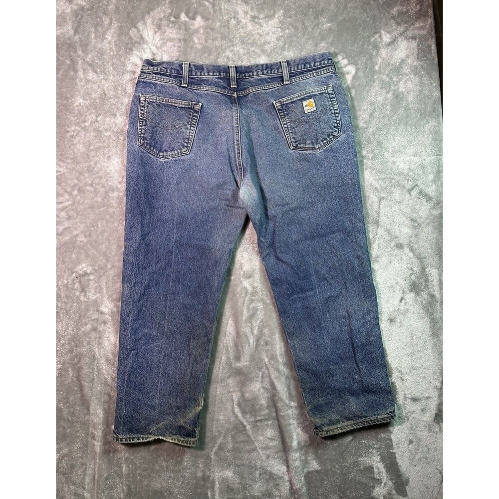 Carhartt FRB004 MDS Flame Resistant Jeans 44x30 Medium Wash Workwear Stained